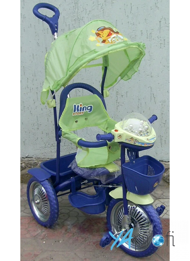 Детский трехколесный велосипед KING STORY (ручка на 1 руку) 