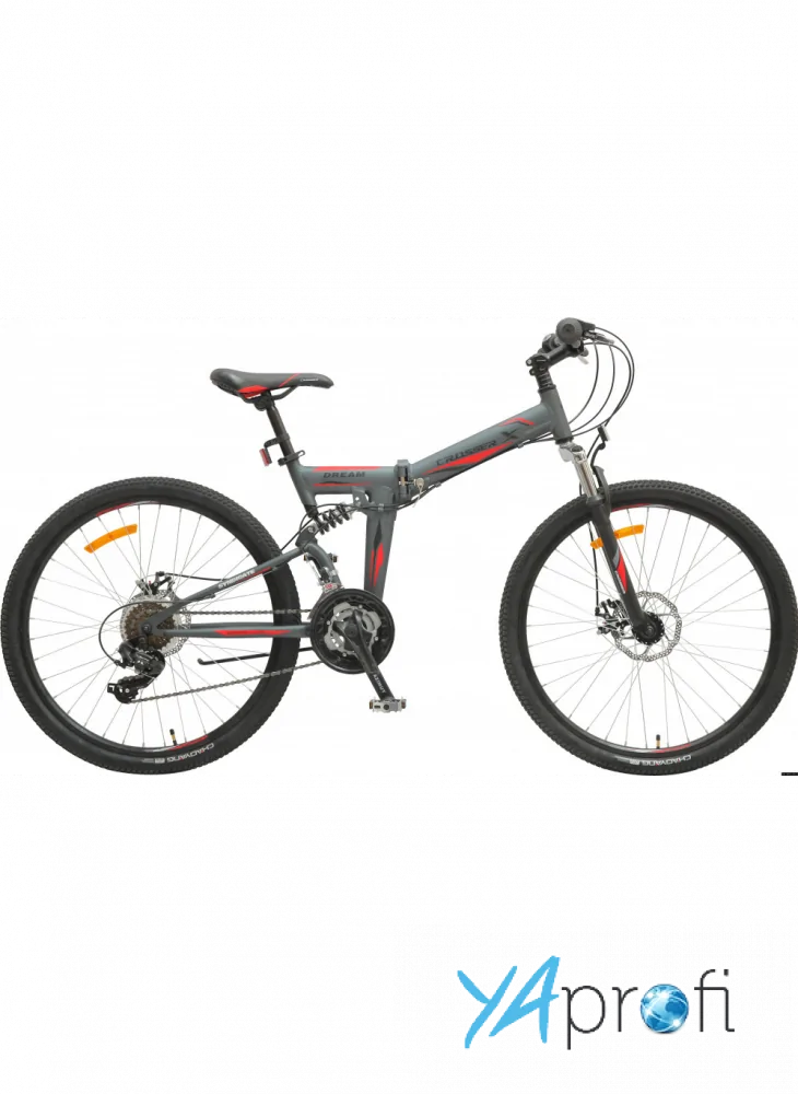 Складной двухподвесный велосипед Crosser Dream Folding (складная рама) серый 