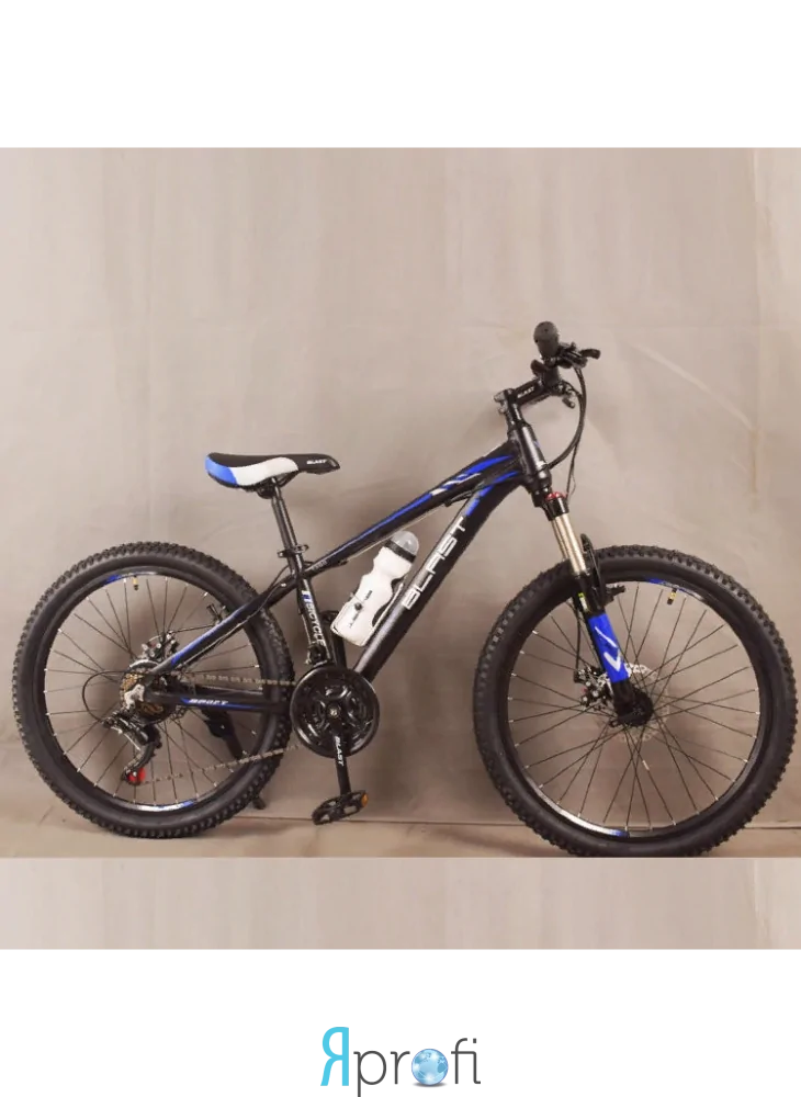 Велосипед горный S300 BLAST-БЛАСТ. Диаметр колёс 24’’,Рама 13’’ , Чёрно-Синий